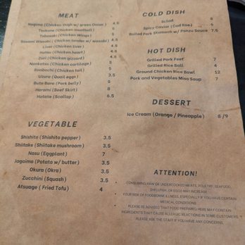 Yakitori Nishi - Food menu - Japanese Near Me - Lomita, California