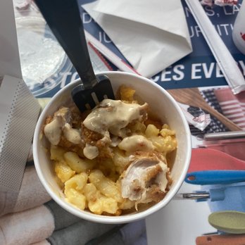 Chick-fil-A - mixed all together! Chick-fil-A Chick-n-Strips and Mac & Cheese w/ creamy salsa dressing. Trust me. - Fast Food Near Me - San Antonio, Texas Chick-fil-A - mixed all together! Chick-fil-A Chick-n-Strips and Mac & Cheese w/ creamy salsa dressing. Trust me. - Fast Food Near Me - San Antonio, Texas