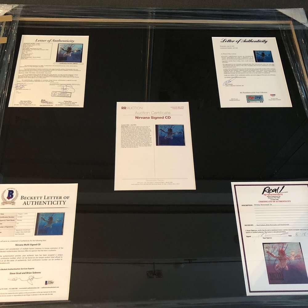 I've Been Framed - Signed Nirvana "Nevermind" custom frame back - Art Galleries Near Me - Miami, Florida I've Been Framed - Signed Nirvana "Nevermind" custom frame back - Art Galleries Near Me - Miami, Florida