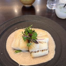 Black Cod on asparagus with sesame sauce Black Cod on asparagus with sesame sauce