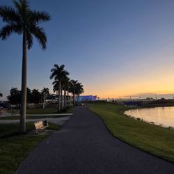 Nathan Benderson Park - Sunrise at the park. The restrooms building is on the left. Playground and parking behind that.