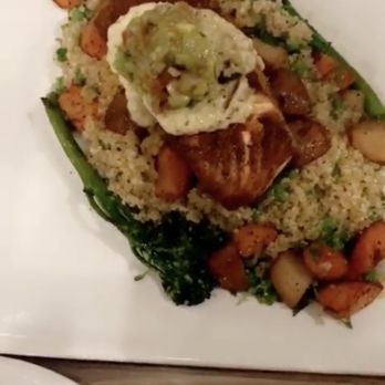 Ember & Greens - Blackened Salmon with Avocado Salsa was amazing! - New American Near Me - Houston, Texas