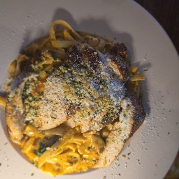 Parkside At The Grove - Cajun Chicken Pasta - blackened chicken, pork andouille sausage, holy trinity, garlic cream , parmesan, tomatoes, spinach, and panko gratin - Seafood Near Me - Snellville, Georgia Parkside At The Grove - Cajun Chicken Pasta - blackened chicken, pork andouille sausage, holy trinity, garlic cream , parmesan, tomatoes, spinach, and panko gratin - Seafood Near Me - Snellville, Georgia