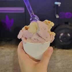 Noam’s Gelato & Bean - Strawberry milk + lotus biscoff cookie gelato