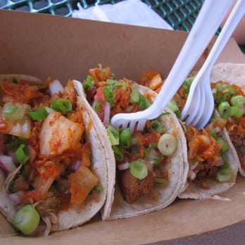 Mean Red - Kimchi Taco: selection of their four tacos - Food Trucks Near Me - Peck Slip, New York