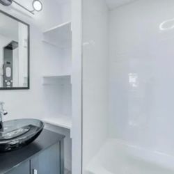 Bath Fitter - Before- no space to walk in bathroom