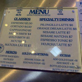 Provecho Coffee - Menu December 2025 - Coffee & Tea Near Me - San Diego, California Provecho Coffee - Menu December 2025 - Coffee & Tea Near Me - San Diego, California