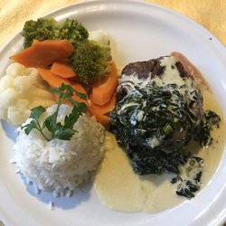 Acuario - Filet special with creamed spinach rice & veggies GET IT! :)...