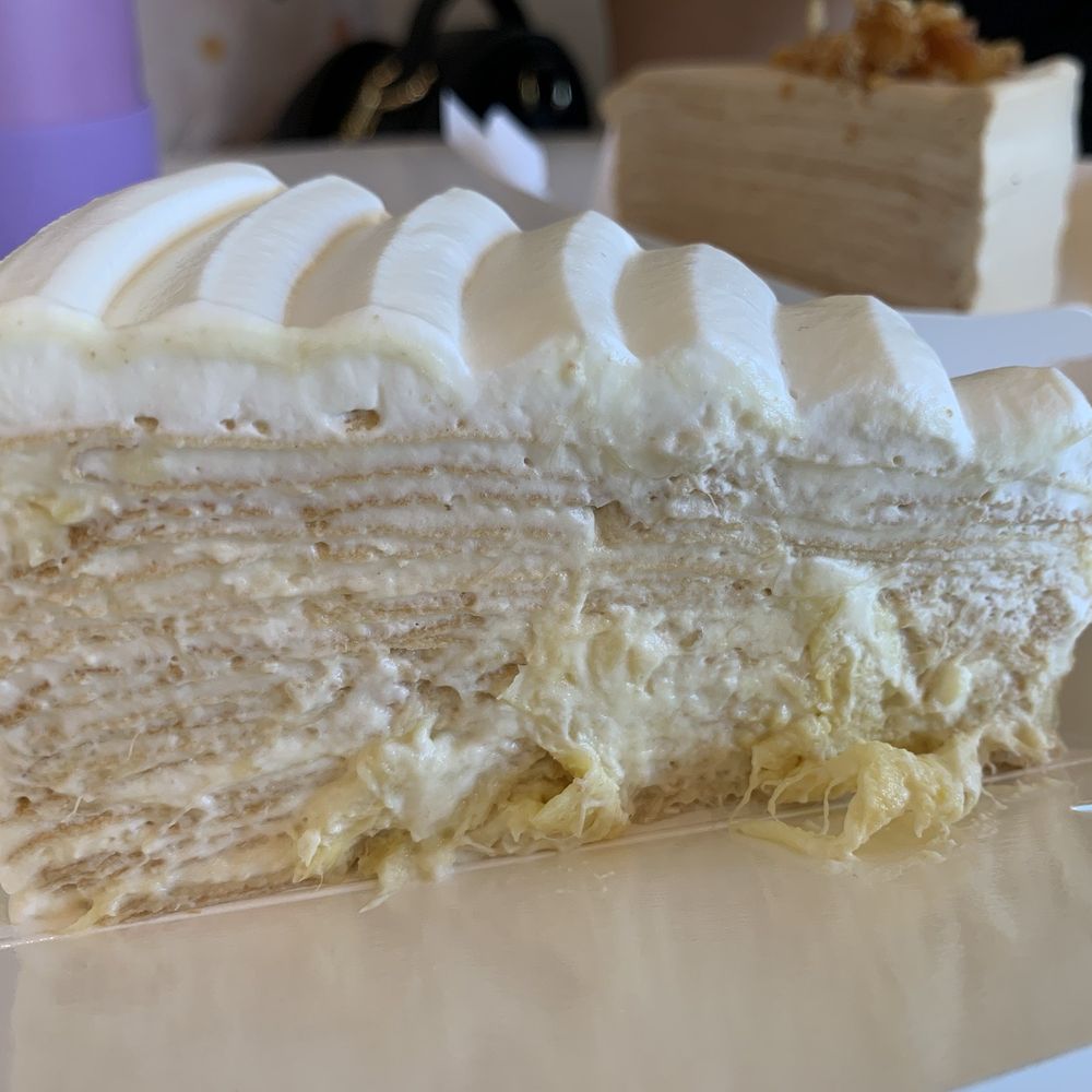 whaT’s More cake studio - Sliced Durian Crepe Cake - Custom Cakes Near Me - Sunnyvale, California whaT’s More cake studio - Sliced Durian Crepe Cake - Custom Cakes Near Me - Sunnyvale, California