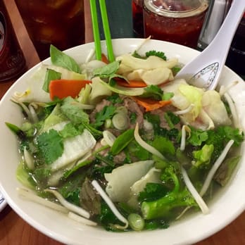 New Saigon - Vegetable pho with rare steak added. D-lish! - Vietnamese Near Me - Bakersfield, California