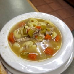 Chicken noodle soup with tortellini