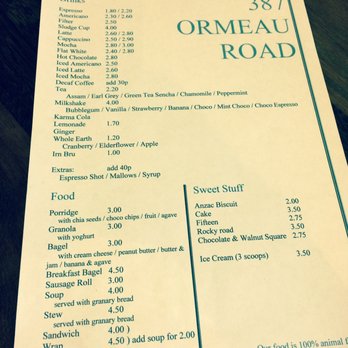 387 Ormeau Road - Menu (May 2016) - Vegan Near Me - Belfast, BFS