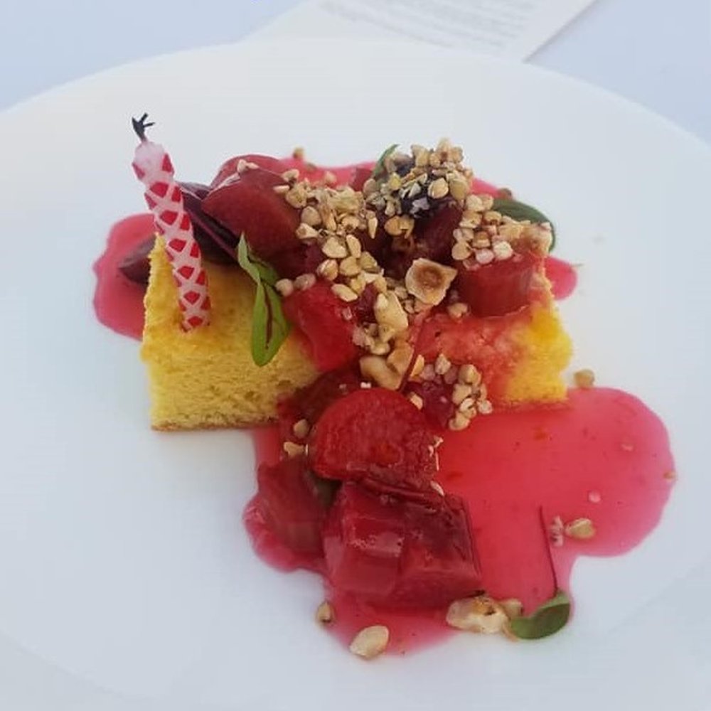 North Arm Farm - rhubarb, raspberries & Lillooet Goldstrike Honey shortcake *sang Happy Birthday to me - Farmers Market Near Me - Pemberton, British Columbia