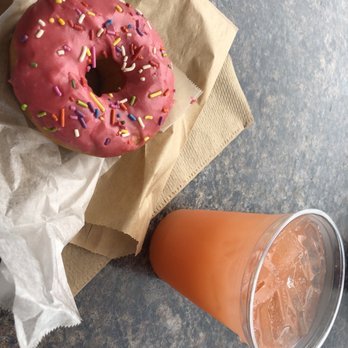 Revolution Doughnuts - Raspberry donut and strawberry lemonade - Donuts Near Me - Decatur, Georgia Revolution Doughnuts - Raspberry donut and strawberry lemonade - Donuts Near Me - Decatur, Georgia