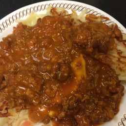 hashbrowns with chili, chesse, and onions hashbrowns with chili, chesse, and onions
