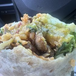 Monchie’s Red Tacos - Super burrito with salsa verde