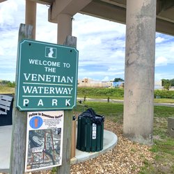 Venetian Waterway Park - The sign located under the Venice Avenue bridge