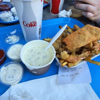 Sunfish - Salmon combo platter with clam chowder. - Seafood Near Me - Seattle, Washington