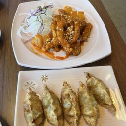 Szechuan pork and dumplings Szechuan pork and dumplings