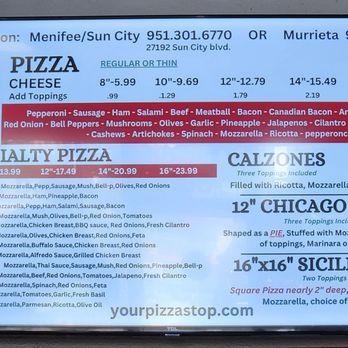 Your Pizza Stop - Menu July '25 - Pizza Near Me - Murrieta, California