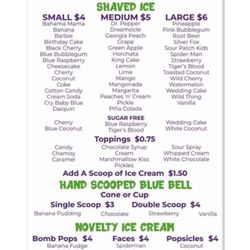 Funky Town Freeze - Menu