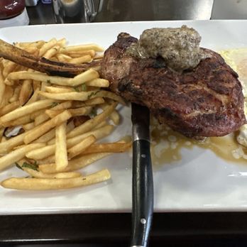 Tata's Cafe - 24 oz pork chop, eggs, and fries - Breakfast & Brunch Near Me - Hawthorne, California