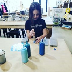 Board and Brush - Daughter enjoying the class. *Photo was taken by one of the employees