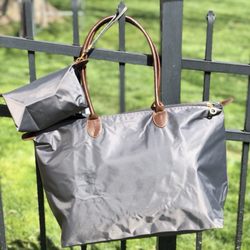 Daphne's Details - Steel gray nylon Long Champ like tote!