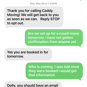 Caddy Moving - Proof of the communication - Movers Near Me - Austin, Texas