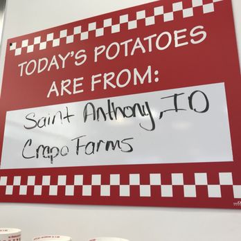 Five Guys - FYI: farm fresh potatoes! - Burgers Near Me - Sunrise, Florida