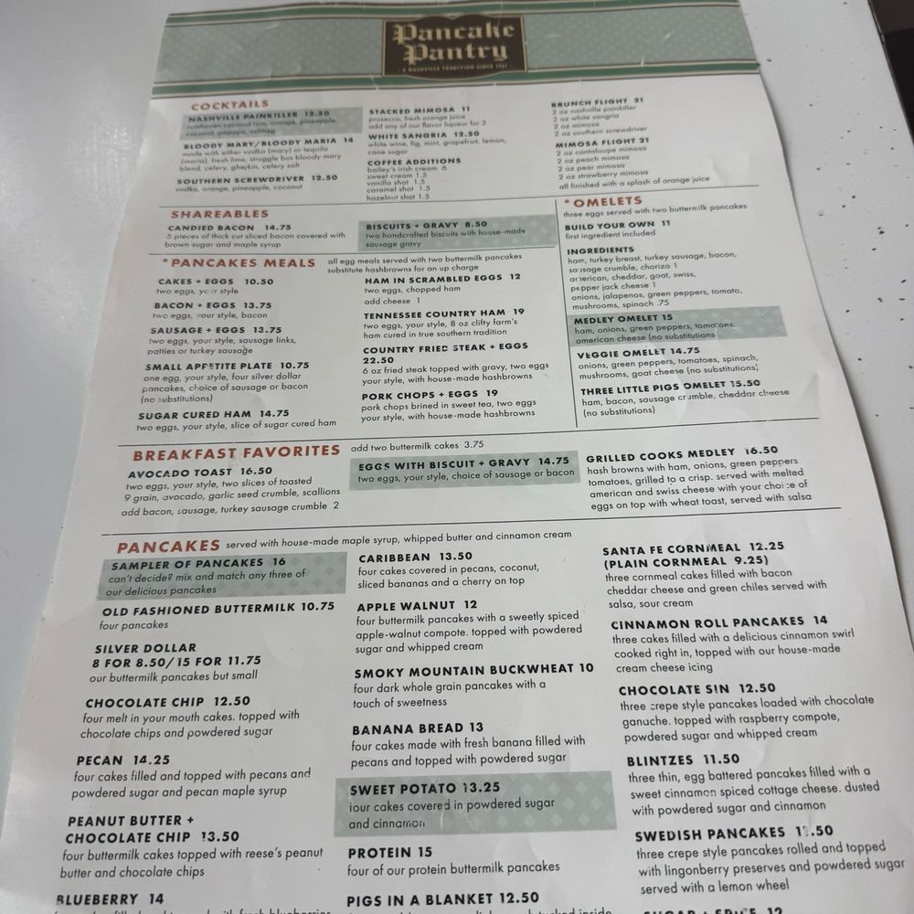 The Pancake Pantry - Menu - Breakfast & Brunch Near Me - Nashville, Tennessee The Pancake Pantry - Menu - Breakfast & Brunch Near Me - Nashville, Tennessee