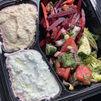 Sassool - Autumn Root Salad Fatoush Salad Baba Ghanouj Tatziki 4 Item Sampler - Lebanese Near Me - Raleigh, North Carolina