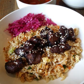 Paper Co Cafe - Korean beef, beef was chewy and a bit on the salty side. I guess that's what rice was for! - Coffee & Tea Near Me - Houston, Texas