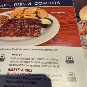 Kickback Jack's - The ribeye listed on the menu, nothing about it being a combo . - Sports Bars Near Me - Suffolk, Virginia Kickback Jack's - The ribeye listed on the menu, nothing about it being a combo . - Sports Bars Near Me - Suffolk, Virginia