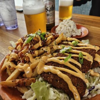 Pineapple Express Food Truck - Island style fish and chips with mac salad and Asahi - Hawaiian Near Me