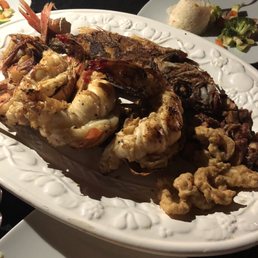Lobster, calamari, octopus, red snapper and prawns