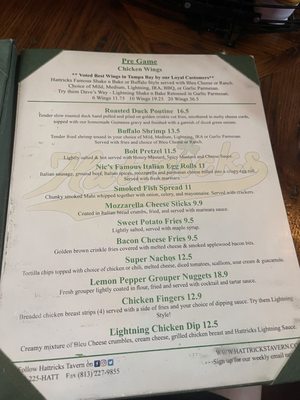 Menu photo 1 Hattricks Tampa, FL