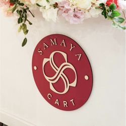Timeless Notions - Custom 3D business logo sign laser cut in wood and hand painted in business branding colour.