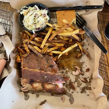 Mission BBQ - 1/2 my ribs since I forgot to take a before picture - Barbeque Near Me - Brookfield, Wisconsin