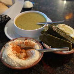 Palm Palace - Tapas Hummus & Vegetarian Grape Leaves Crushed Lentil Soup