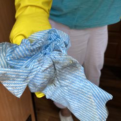 Cruise America - Albuquerque - Cleaning the inside of the cabinets in the kitchen.