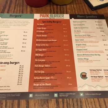 Park Burger - 12/23/17 menu - Burgers Near Me - Denver, Colorado