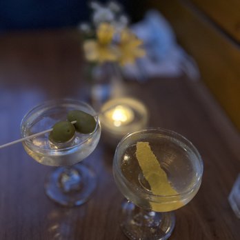 Tuck Shop - two martinis with olives in them - Italian Near Me - Montreal, Quebec Tuck Shop - two martinis with olives in them - Italian Near Me - Montreal, Quebec