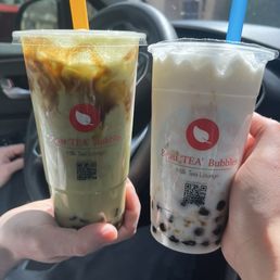 Brown Sugar Matcha and Coconut Slush with Boba
