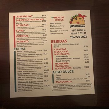 No manches que rico - Menu - Tacos Near Me - Miami, Florida