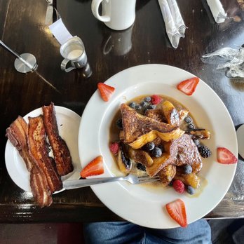 Berry Sweet Kitchen - Banana French toast with in house smoked thick cut bacon - Cafes Near Me - Minneapolis, Minnesota