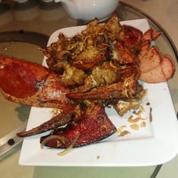 Pomelo Asian Cuisine - 13lb of jumbo lobsters (2) prepared 4 ways. This one with Magee sauce.