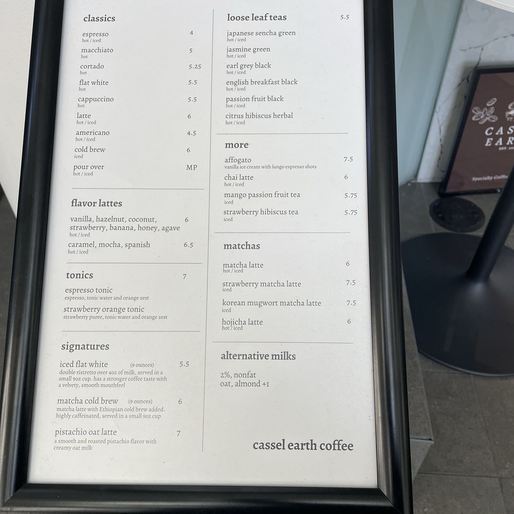 Cassel Earth Coffee - Menu - Coffee & Tea Near Me - Irvine, California