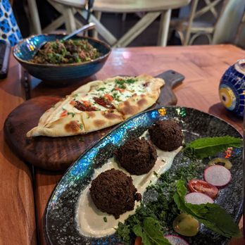 Agora Tysons - Falafel, Quinoa Tabbouleh, and Mixed Cheese Pideler - Mediterranean Near Me - Tysons, Virginia