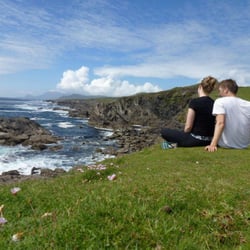 Westport Bike Hire - A Canadian couple who cycled with us having a break on Achill Island.
